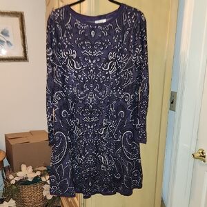 Style & Co. Purple Long Sleeve Dress with Elegant Patterns